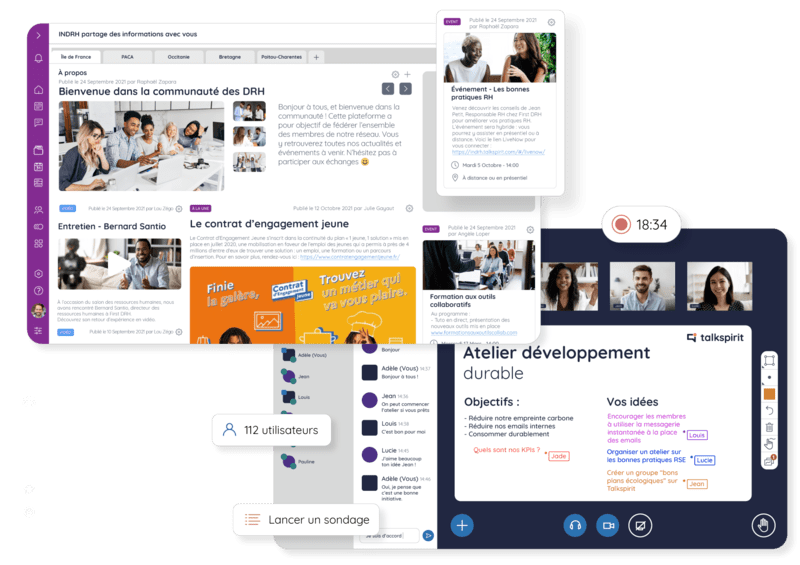 Portail d’accueil et module webinaire de Talkspirit, la plateforme pour animer sa communauté