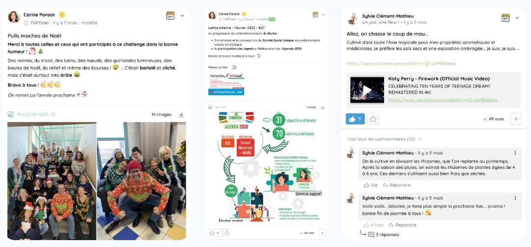 Examples of posts on Talkspirit to accelerate digital transformation in the public sector