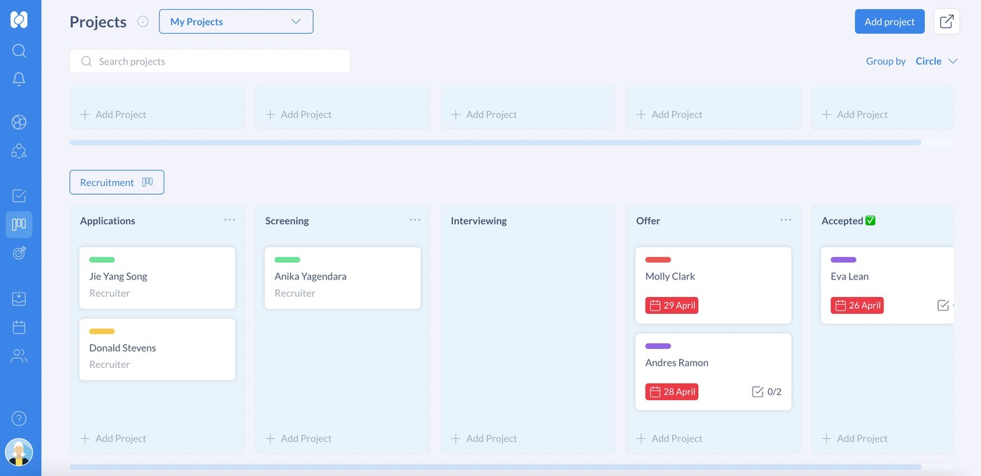 Tableau de projet avec Holaspirit 