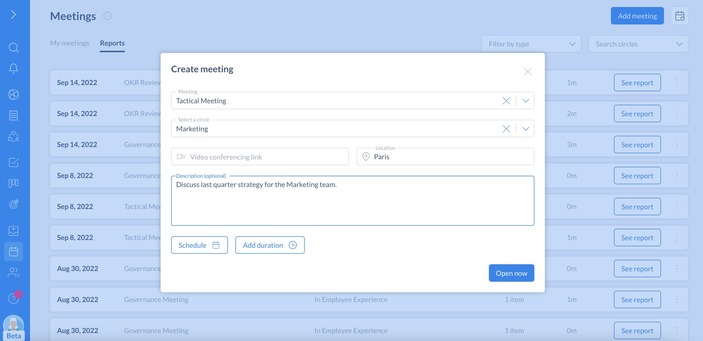 Create a meeting with Holaspirit