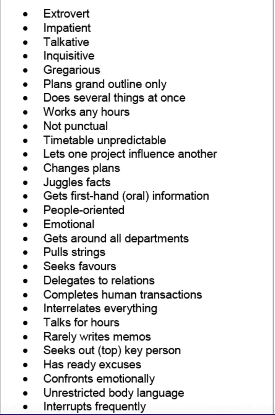 ATTRIBUTS DES CULTURES MULTI-ACTIVES