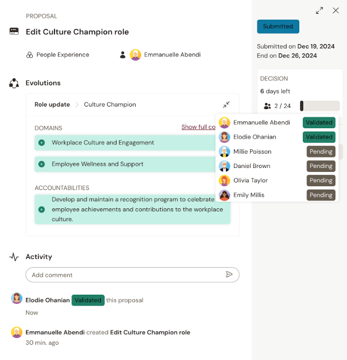 Talkspirit's asynchronous vote feature can help implement an agile decision-making process
