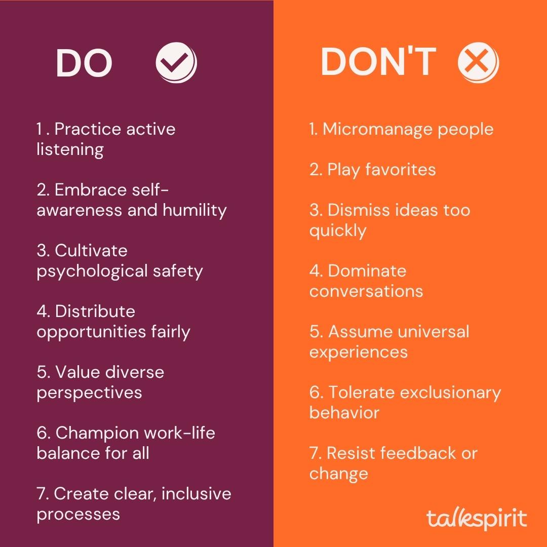 Recap of inclusive leadership behaviors to learn and unlearn