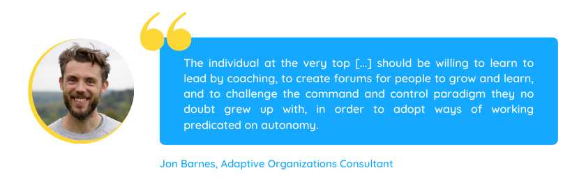Quote of Jon Barnes on the challenges of adopting strategies for organizational transformation