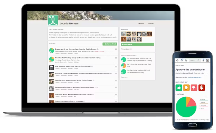 L'interface de Loomio offre de bons outils de prise de décision collaborative