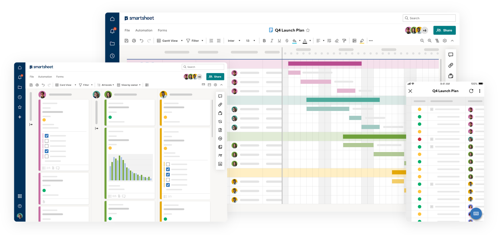 Interface de Smartsheet, l'un des outils de prise de décision collaborative les plus orientés données