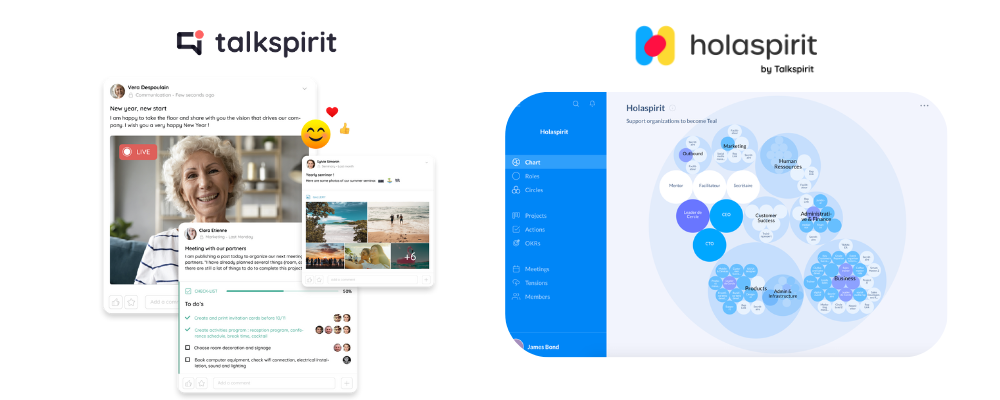 Talkspirit et Holaspirit offrent de nombreuses fonctionnalités sociales et collaboratives pour attirer et fidéliser les talents