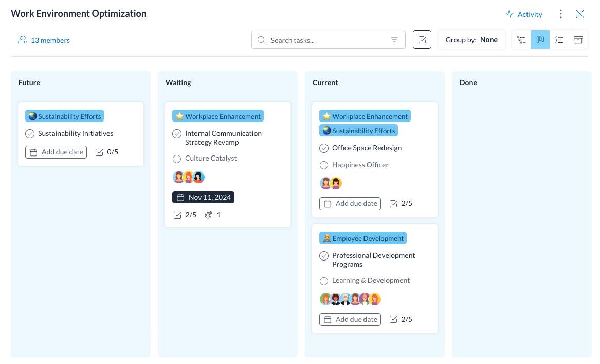 Tracking a project on Holaspirit's project app