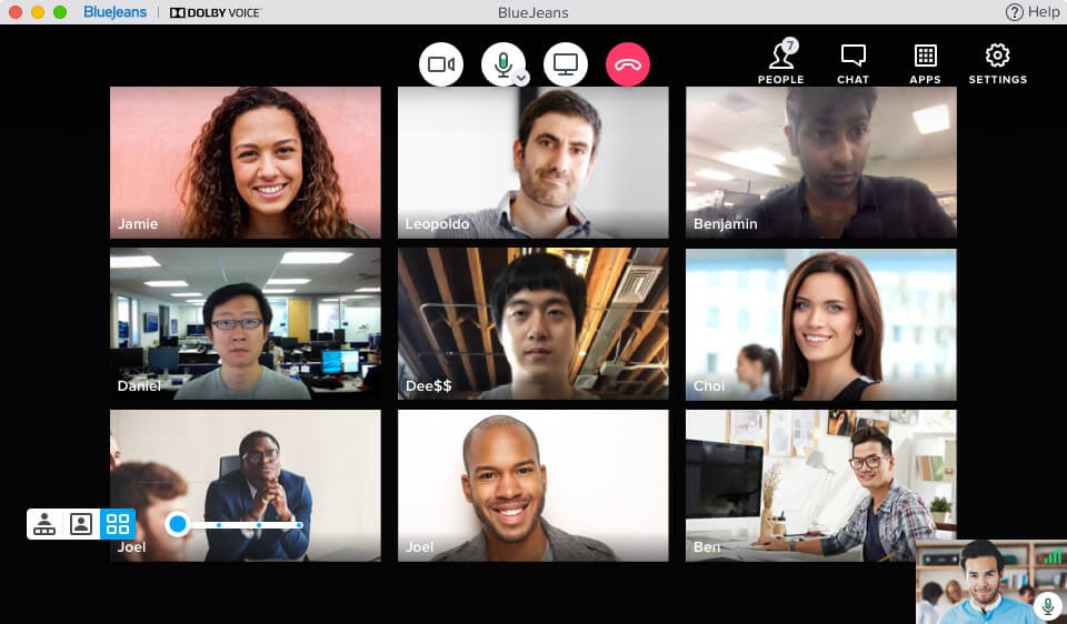 BlueJeans Meetings interface