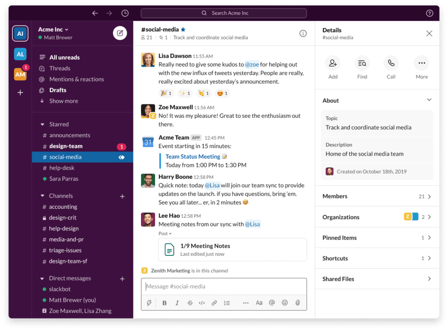 slack interface