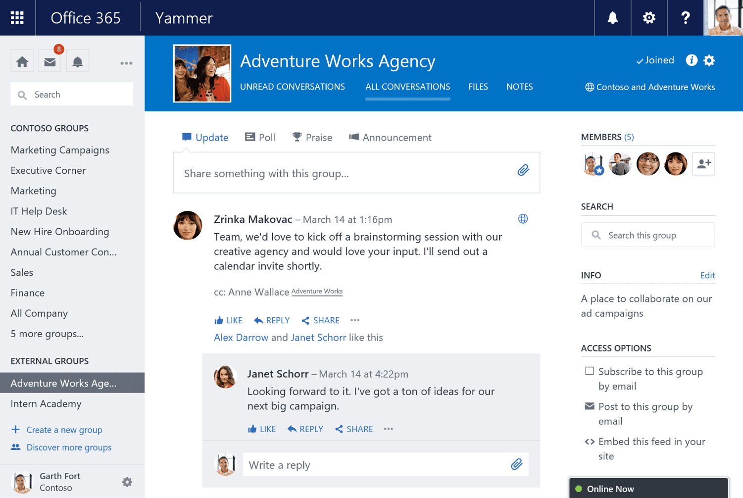 Yammer interface