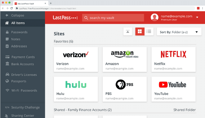 LastPass interface