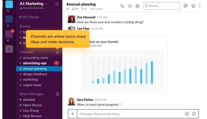 Slack team communication