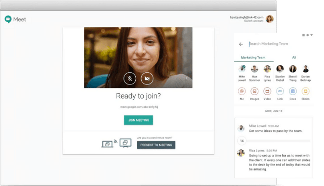 Google Chat team communication