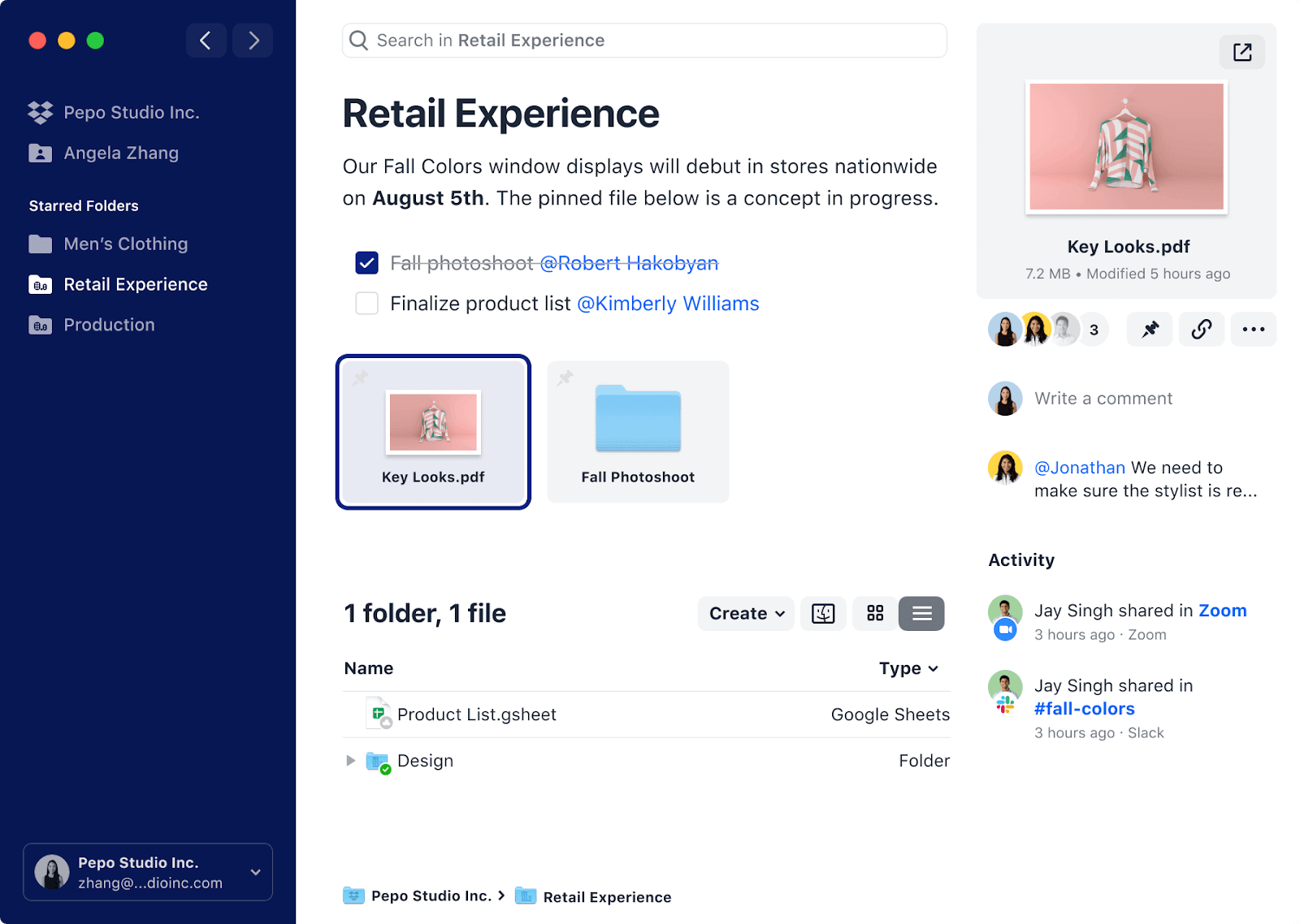 dropbox interface