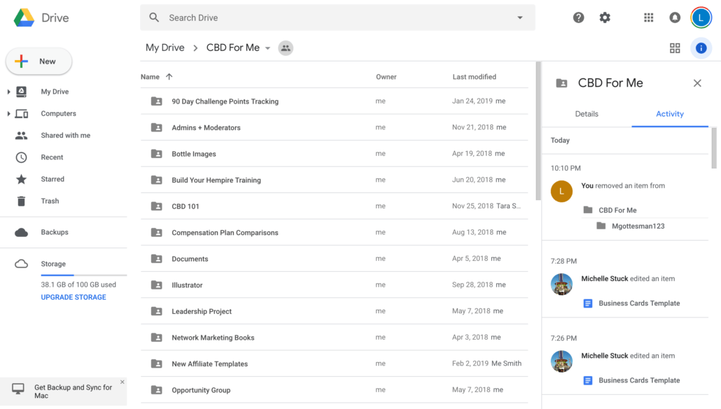 google drive interface