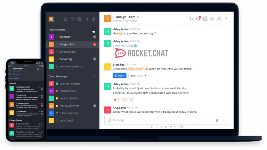 rocket.chat interface