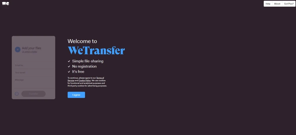 wetransfer interface