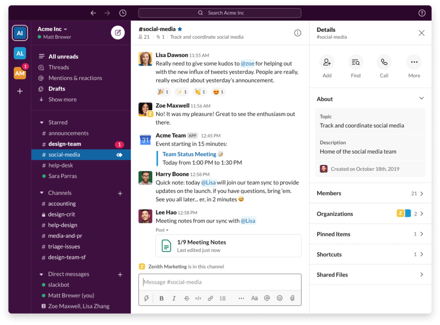 slack interface