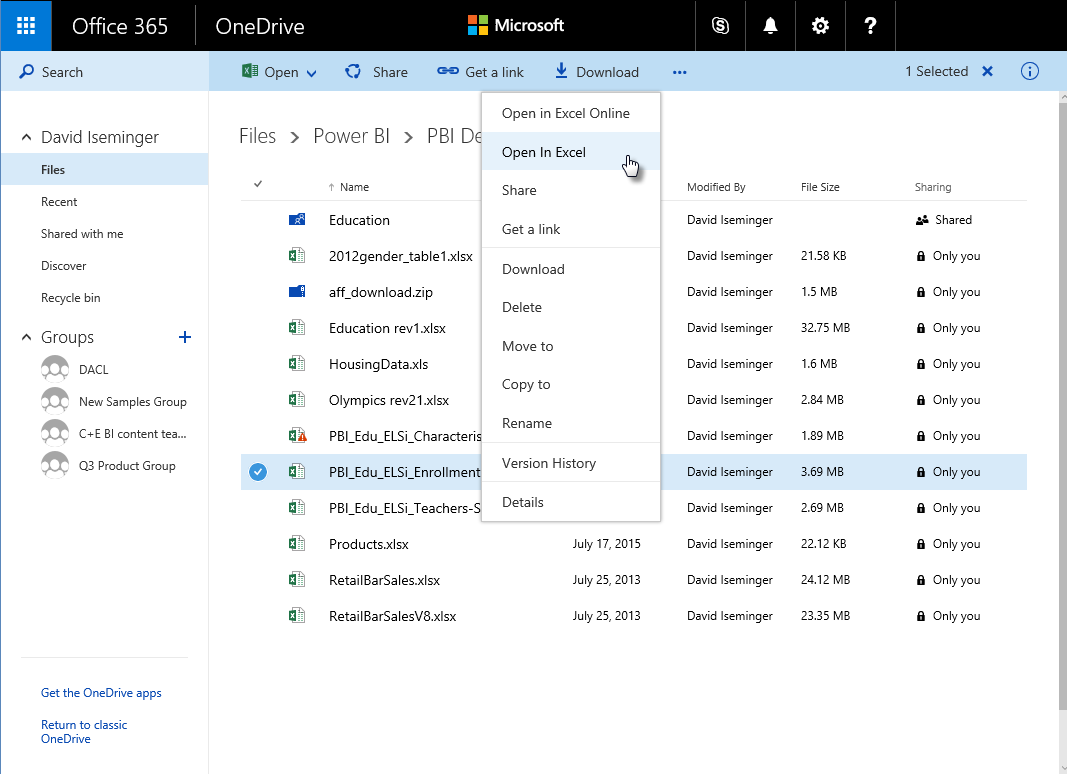 onedrive interface