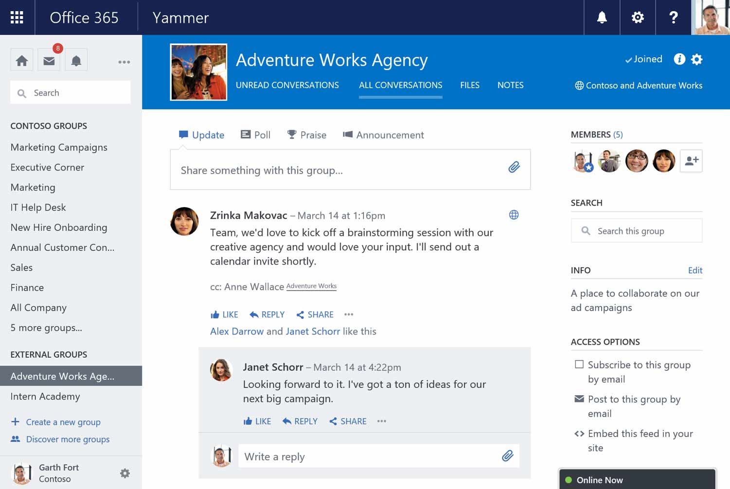 Talkspirit - Yammer interface
