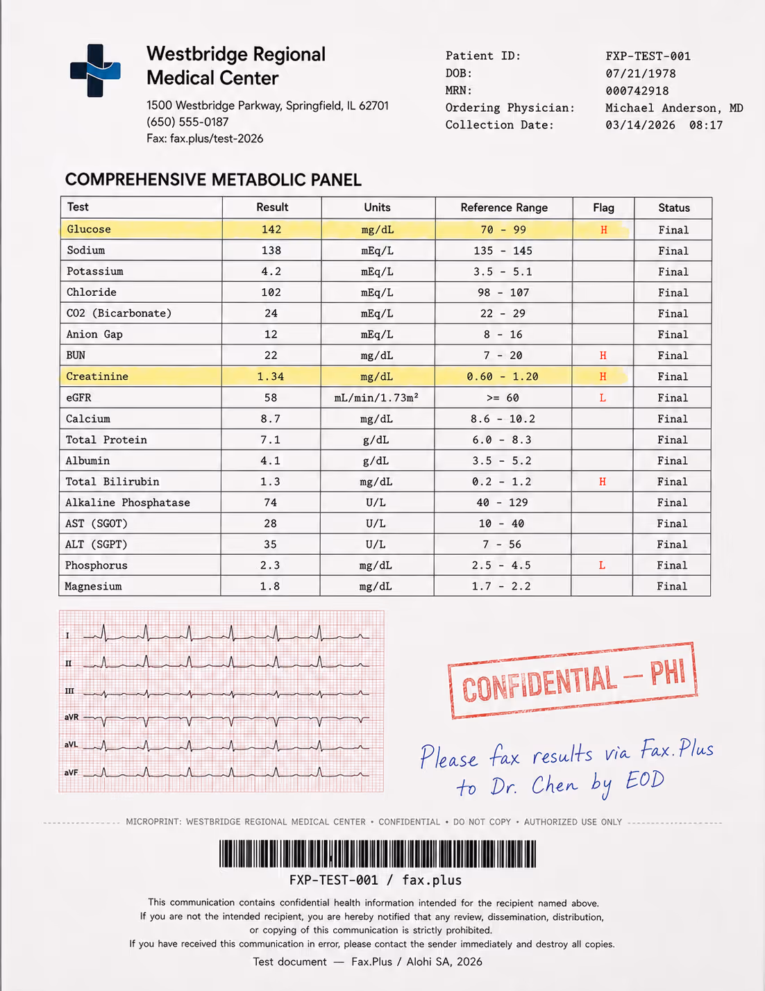 Healthcare test document