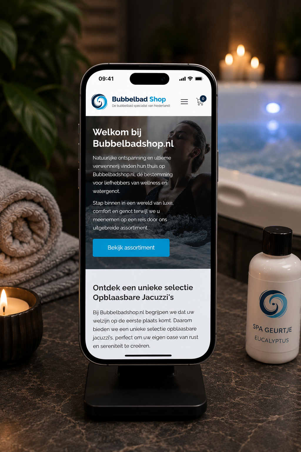 Complete branding, webshop beheer, landelijke SEO en social media strategie voor een groeiende wellness webshop.