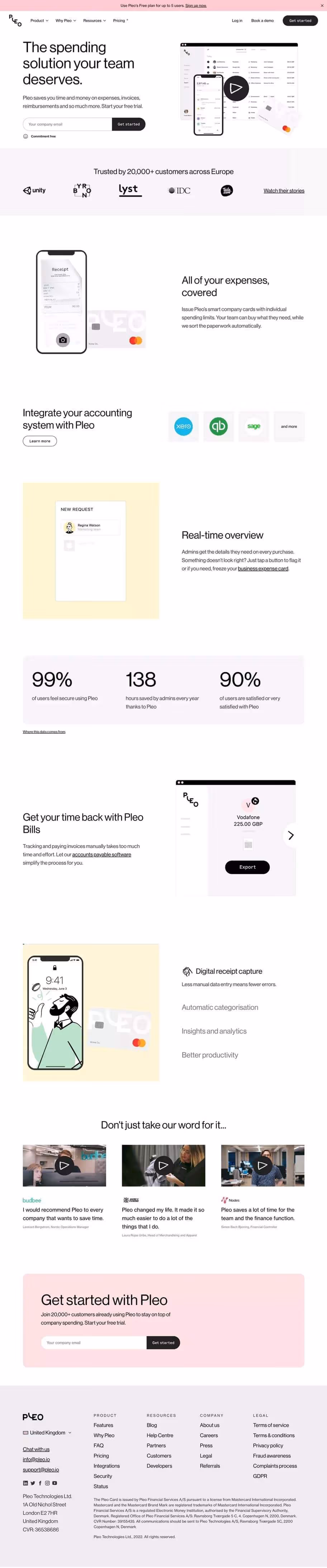 An image of the old Pleo homepage on desktop