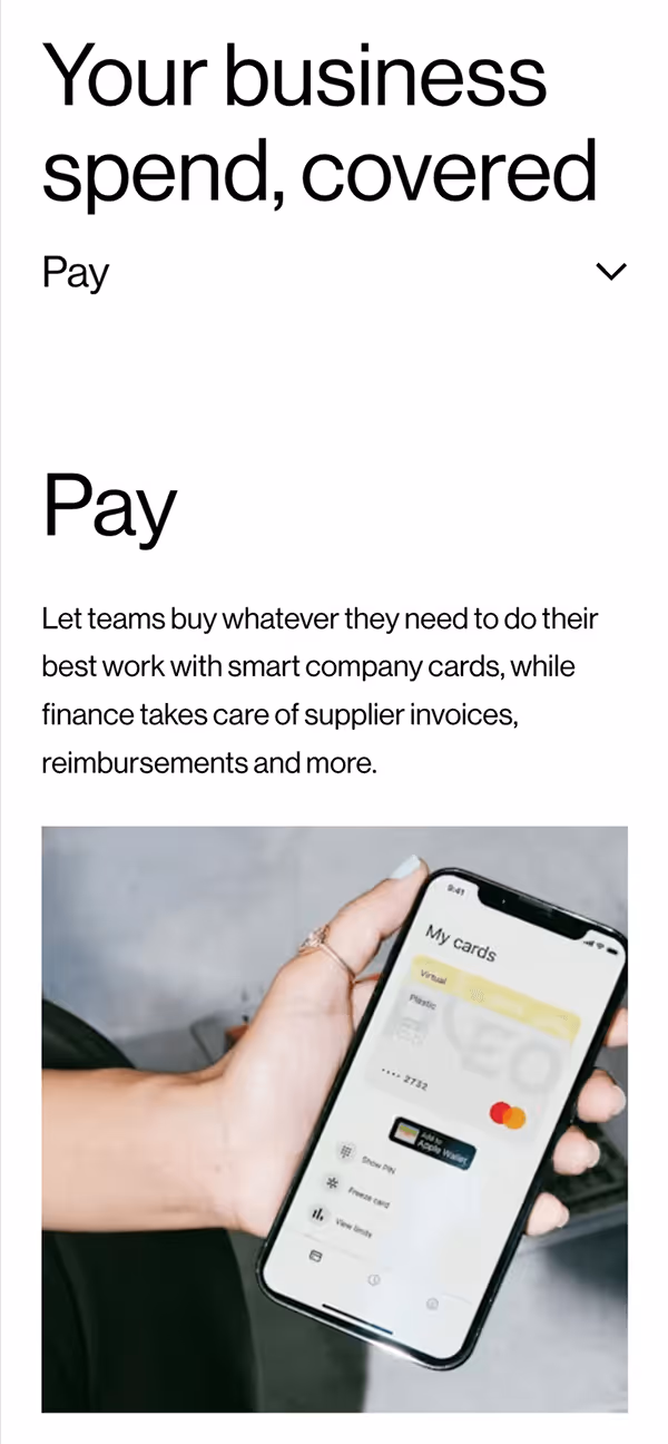 An image of the page UI on mobile