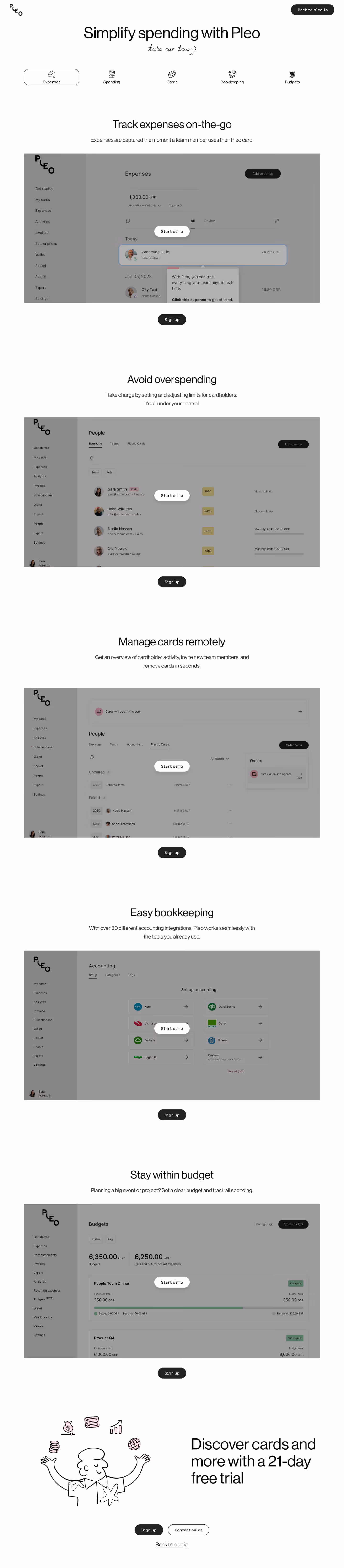 An image of the demo landing page on desktop