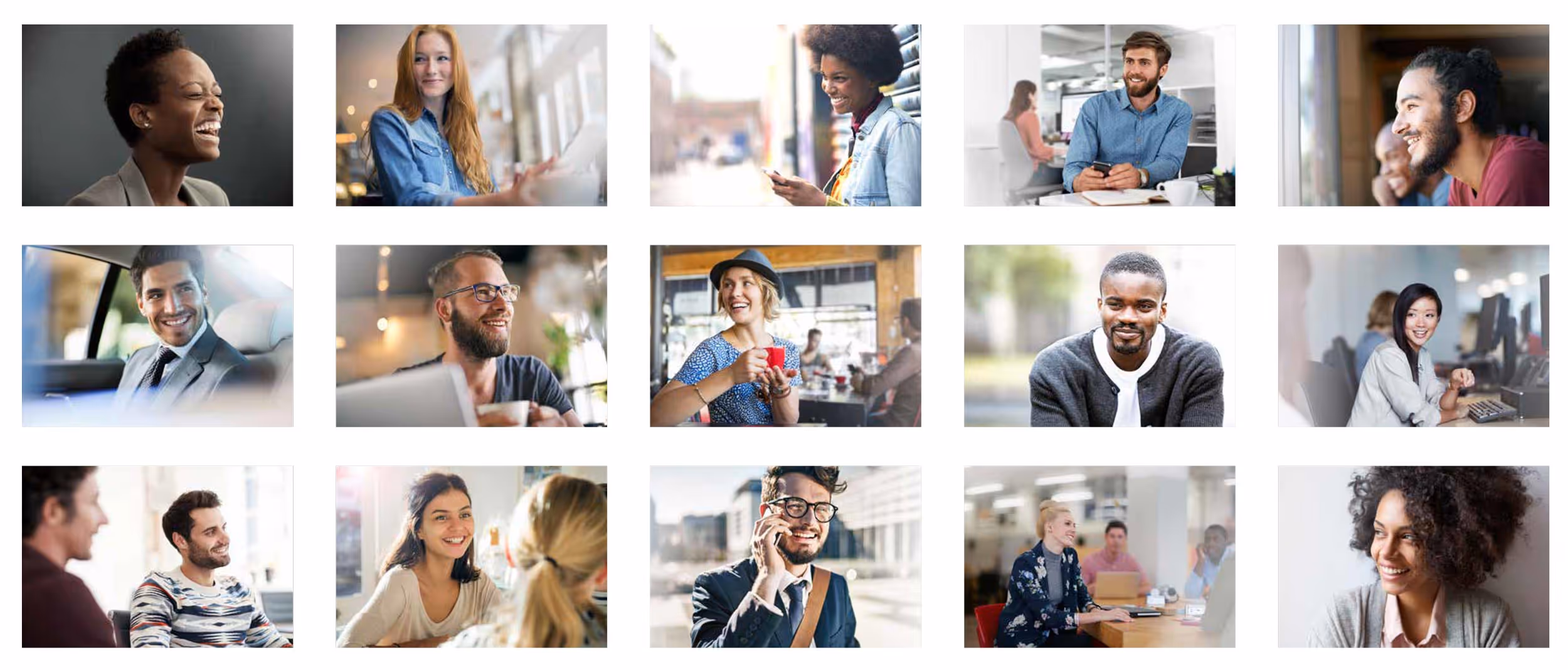 An image of a grid of 15 stock images