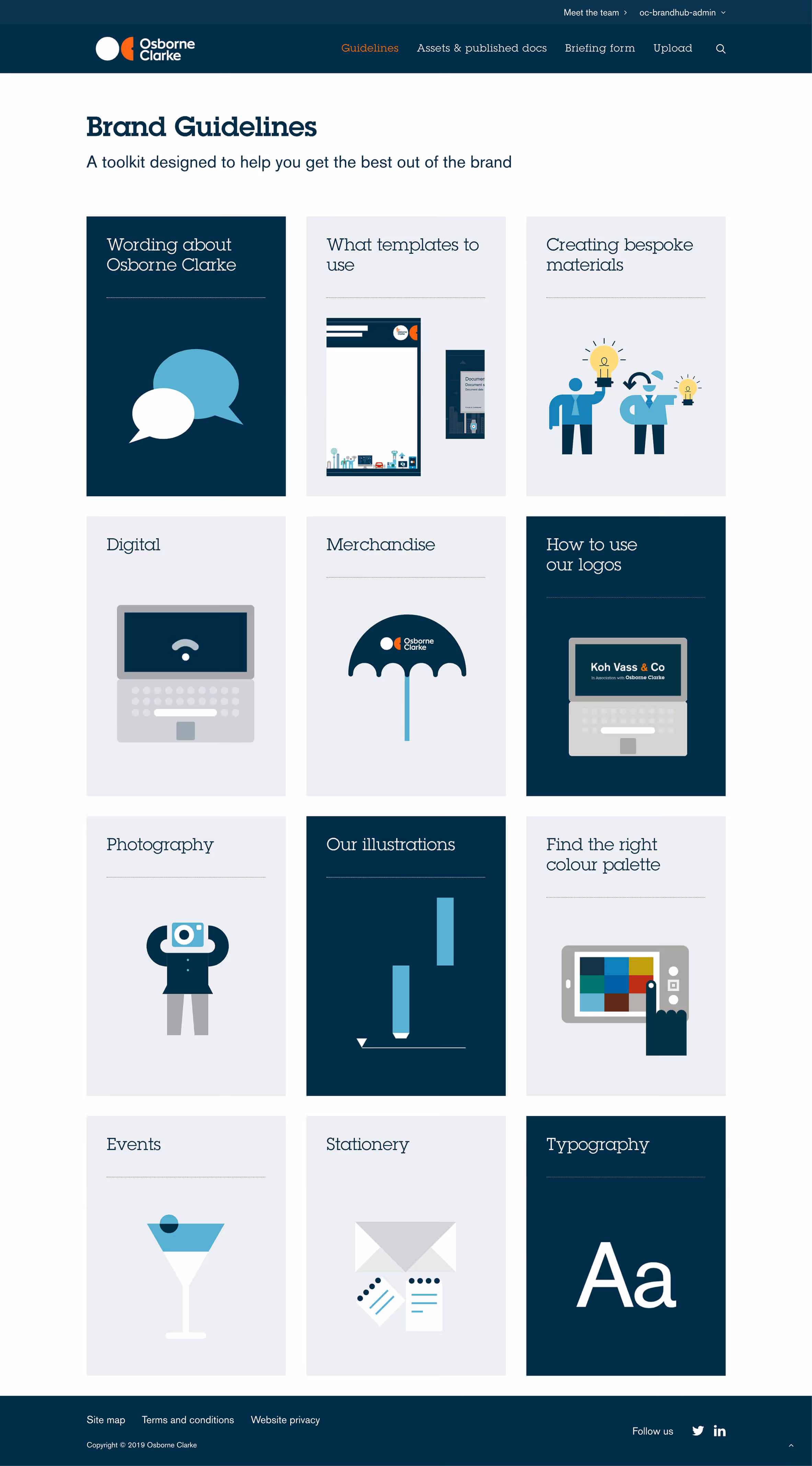 An image of the brand centre home page on desktop