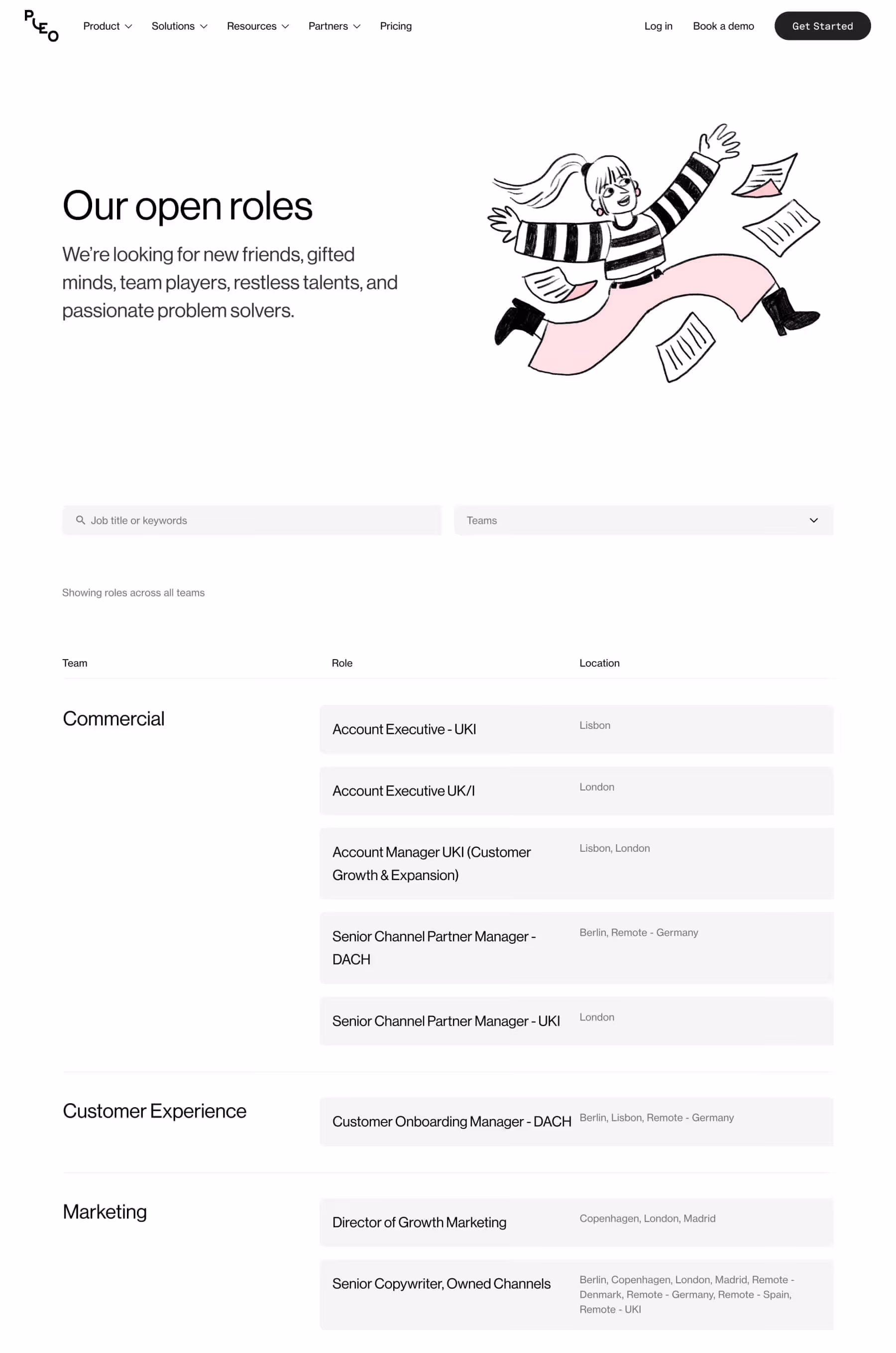 An image of the job filtering page