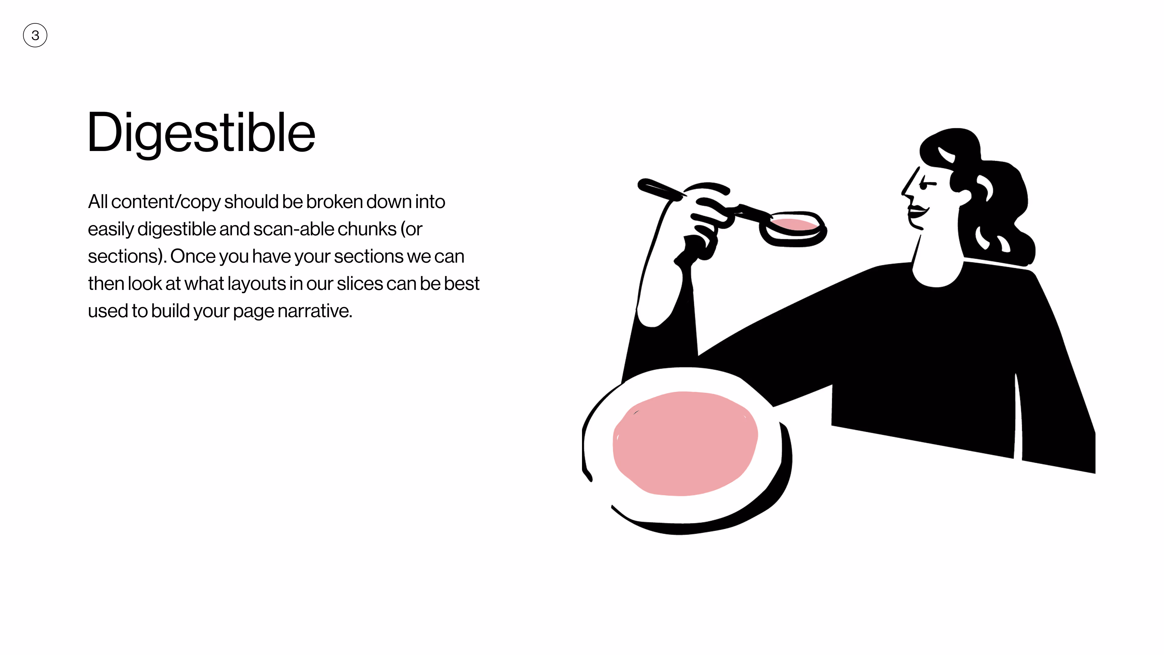 A page from the design system guidelines on digestible content