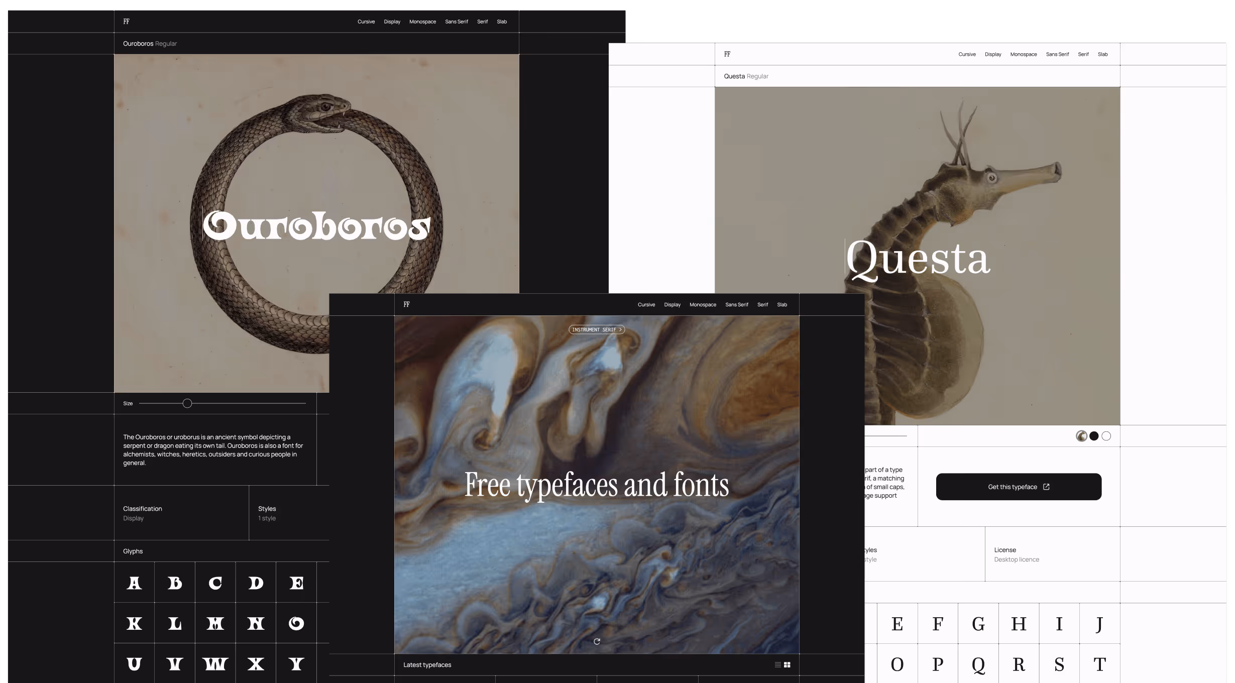 Some screenshots of the Free Faces website, desktop and mobile