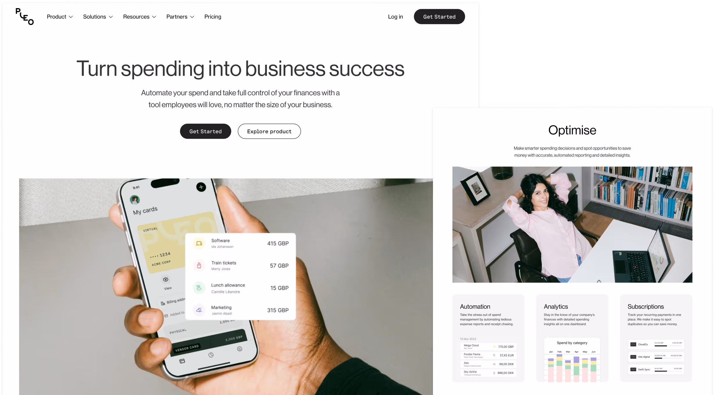 Screenshots of the Pleo homepage