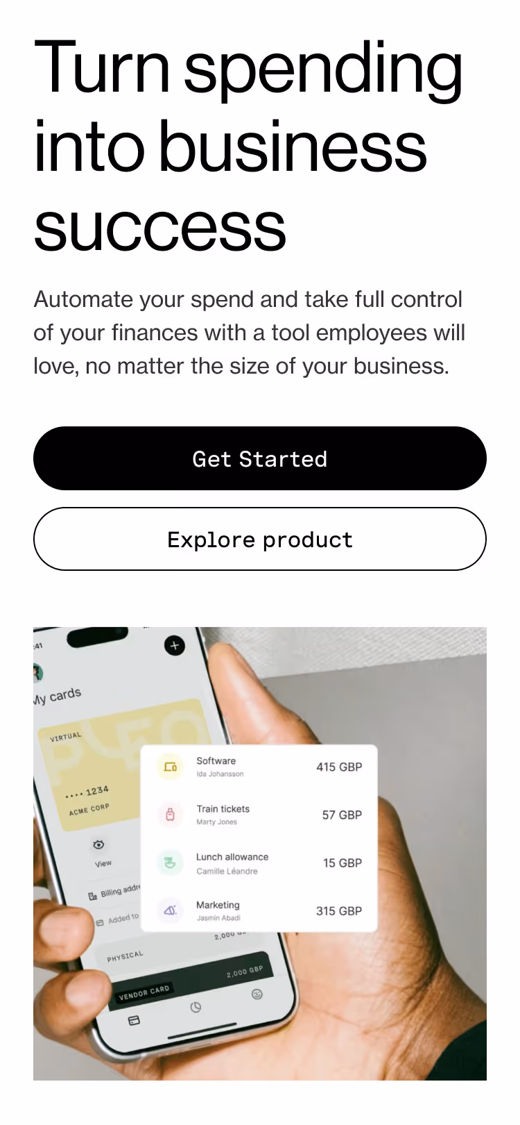 Screenshot of the mobile view of the Pleo hompage