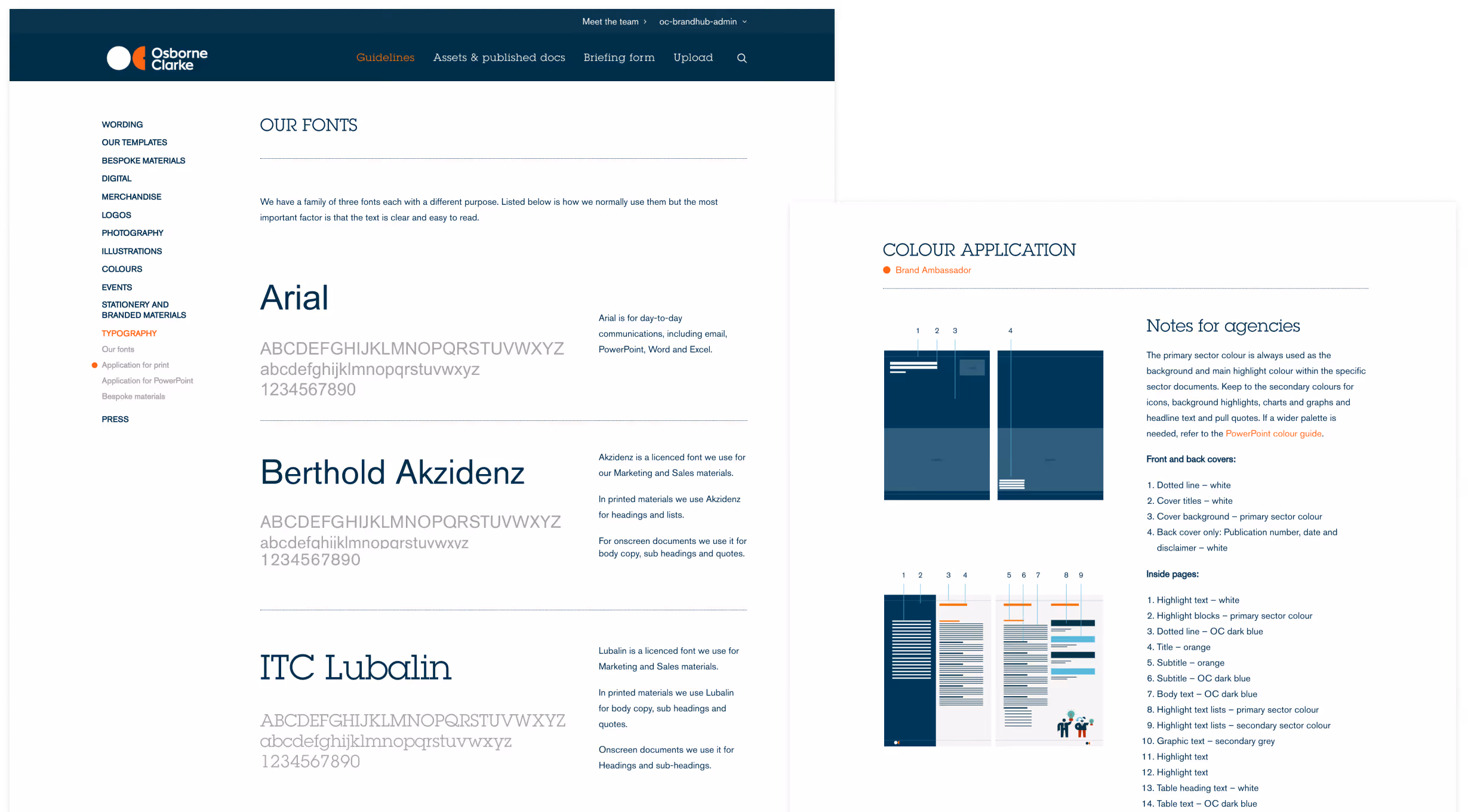 Screenshot of the Osborne Clarke Brand Centre website