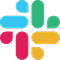 Logo Slack, čtyři barevné obdélníky se zaoblenými rohy uspořádané do tvaru #.