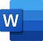 Ikona modrého dokumentu se symbolem W pro Microsoft Word.