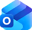 Ikona Microsoft Outlook, modrá obálka s písmenem O.