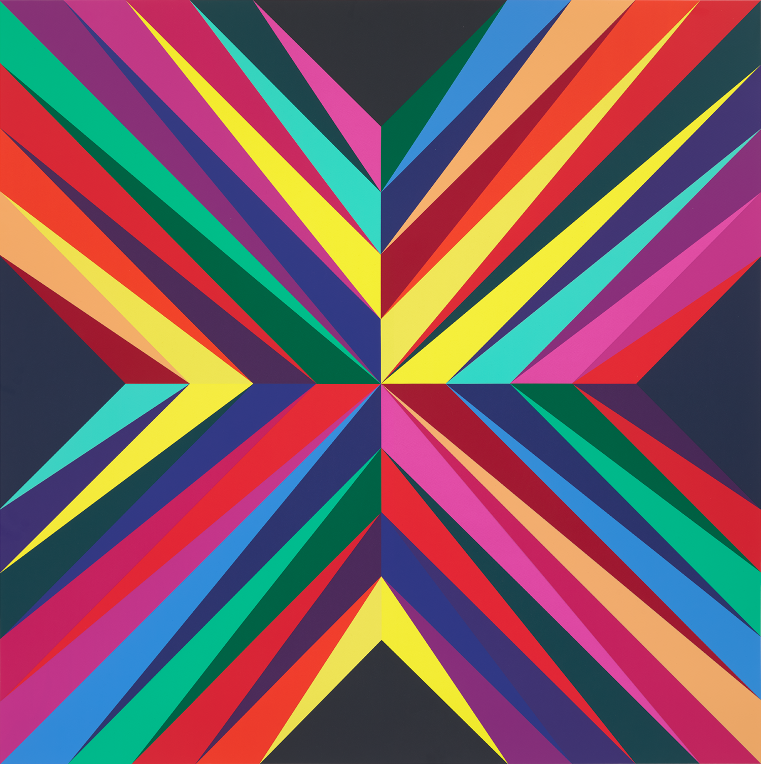 Odili Donald Odita, Black Star — bands of colour radiating symmetrically from the centre into black corners, forming a star.