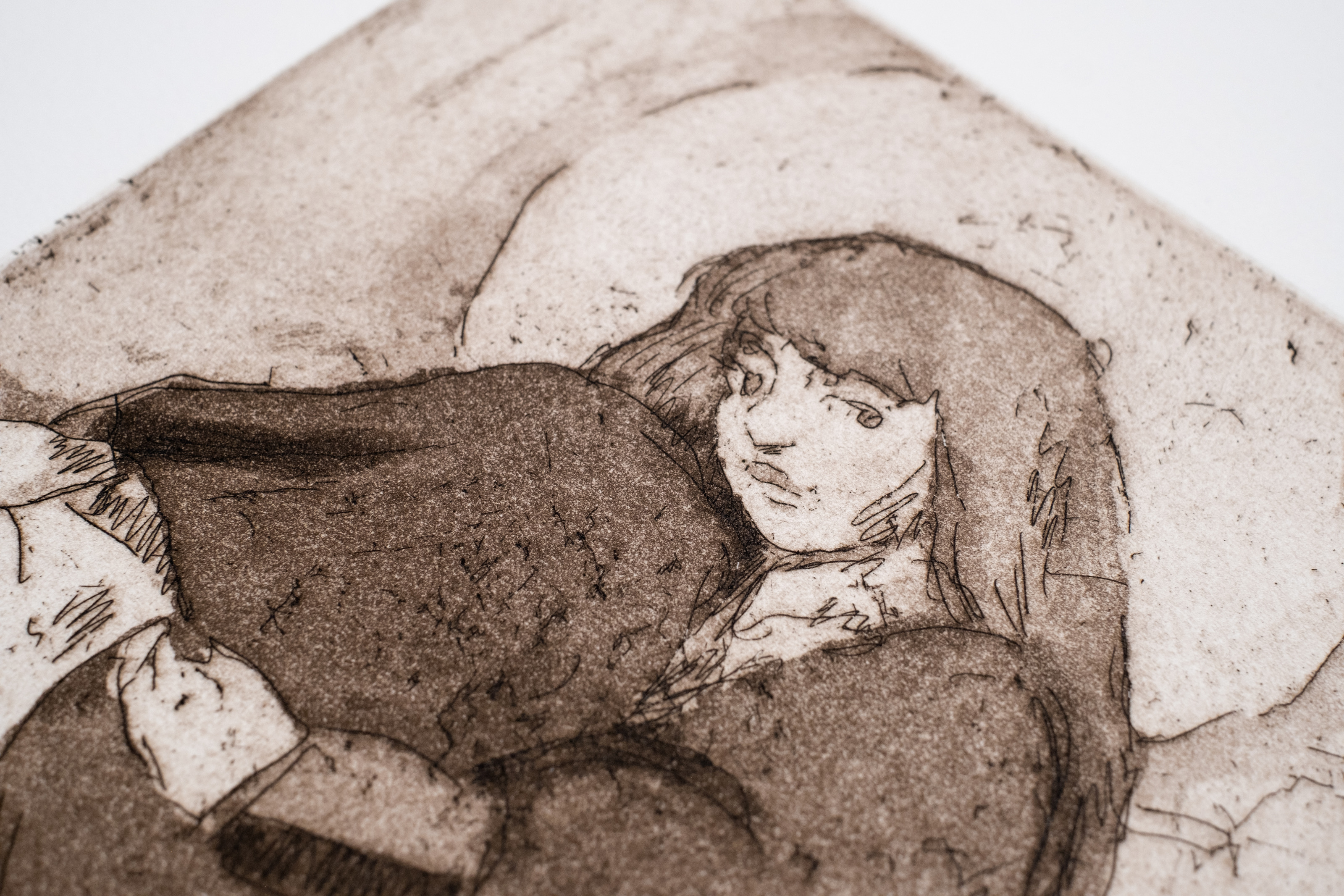 Liorah Tchiprout, Dead tired from the burden of a dream (detail): the figure's weary, downcast face.