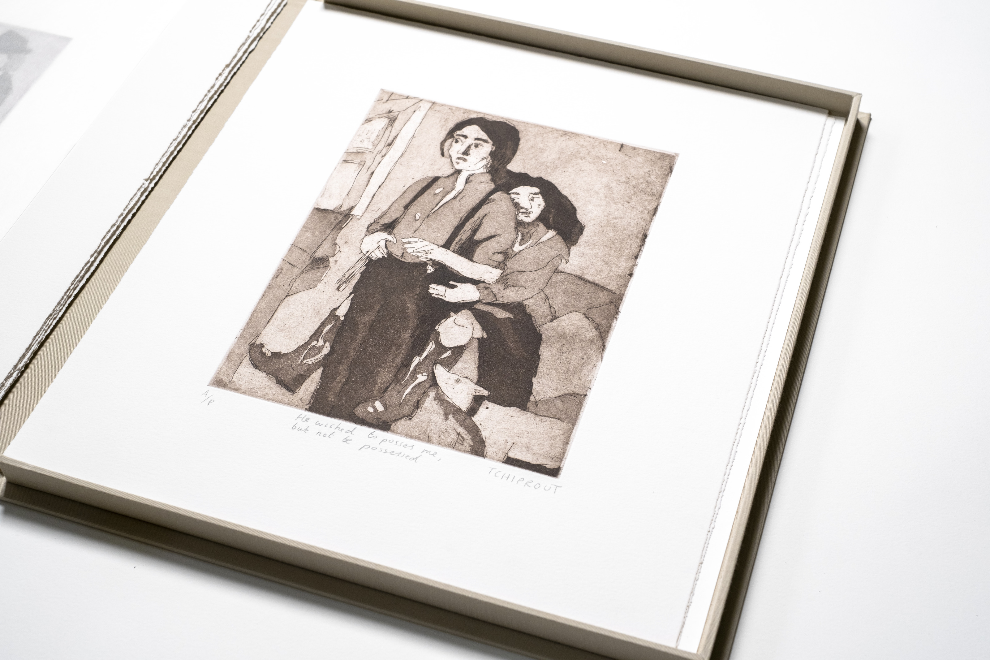 Liorah Tchiprout, He wished to possess me, but not be possessed: the etching shown in its book-like box set.