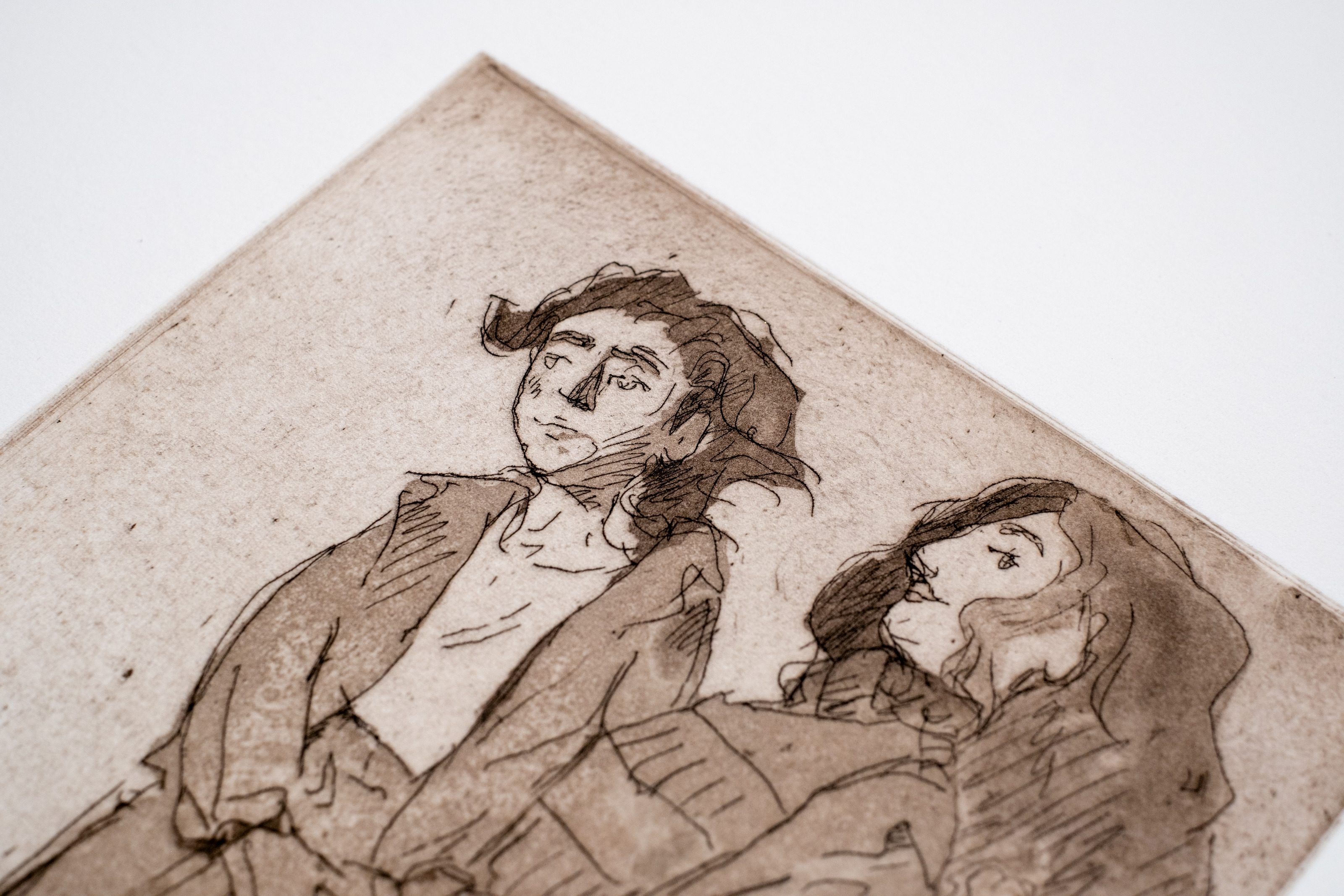 Liorah Tchiprout, Her heart and that terrible rhythm (detail): the two figures' faces close together, cheek to cheek.