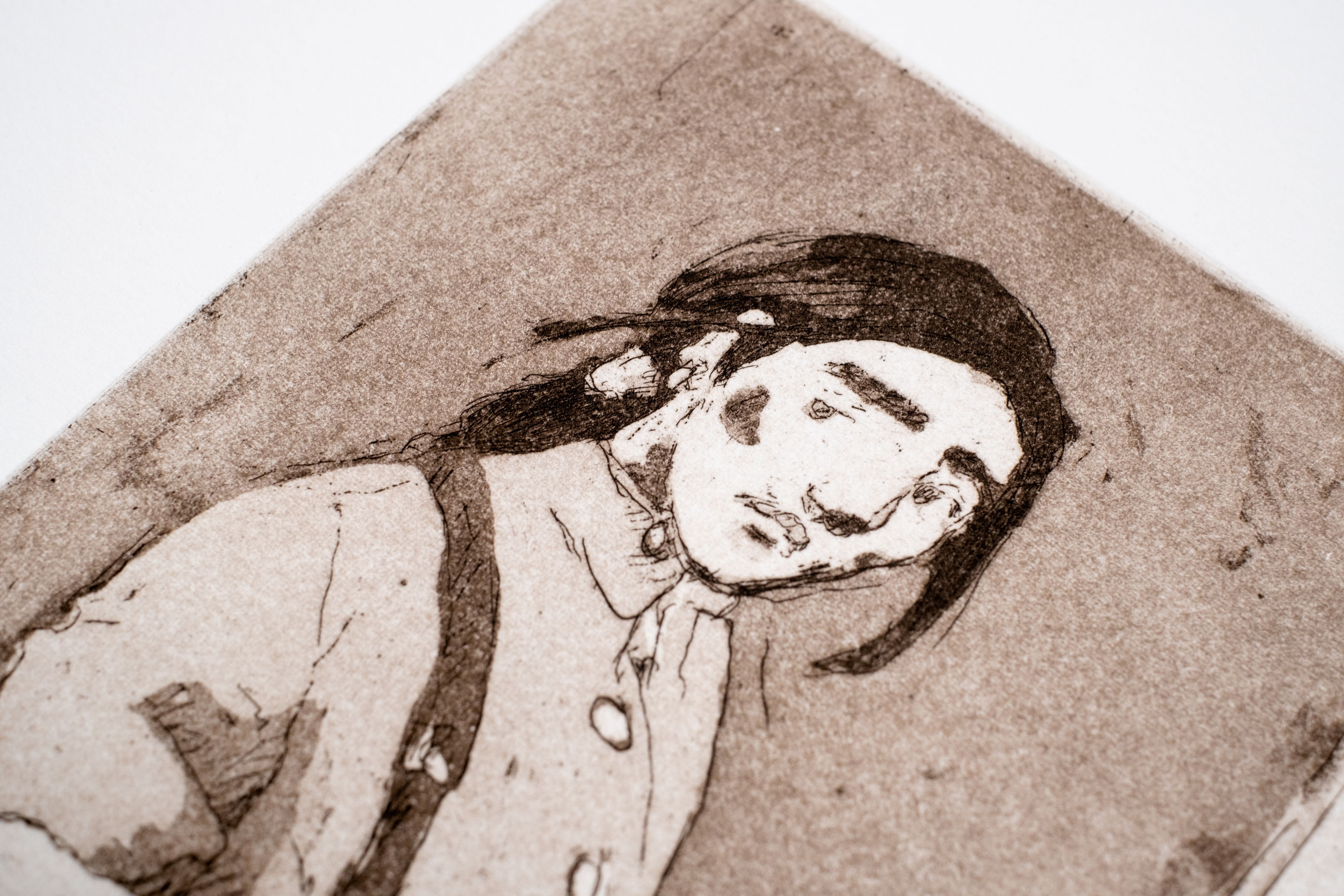 Liorah Tchiprout, Through hearts like wastelands (detail): the painter's intent, piercing gaze.