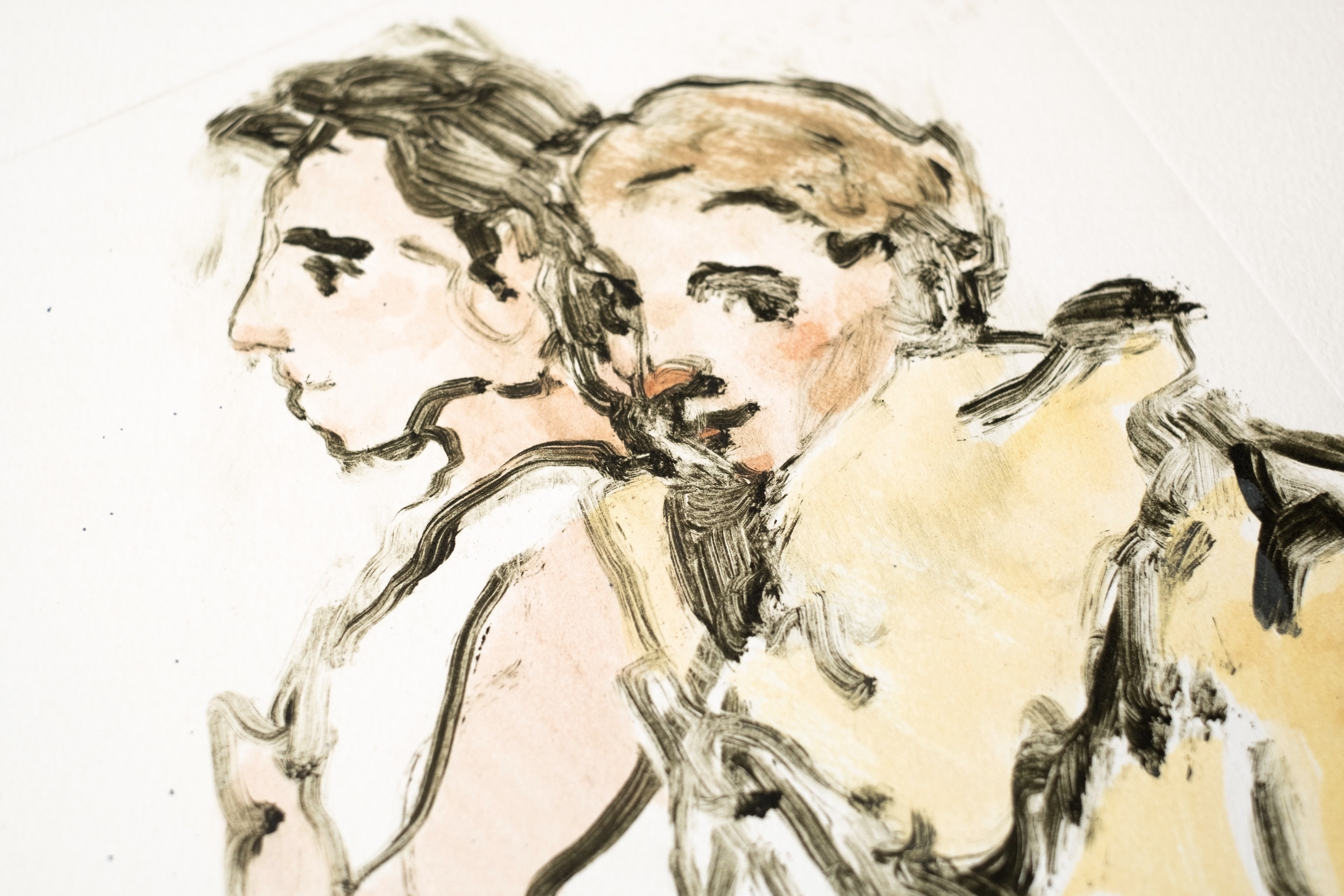 Detail of Liorah Tchiprout's I'm looking through you: the two heads turned away from each other in profile.