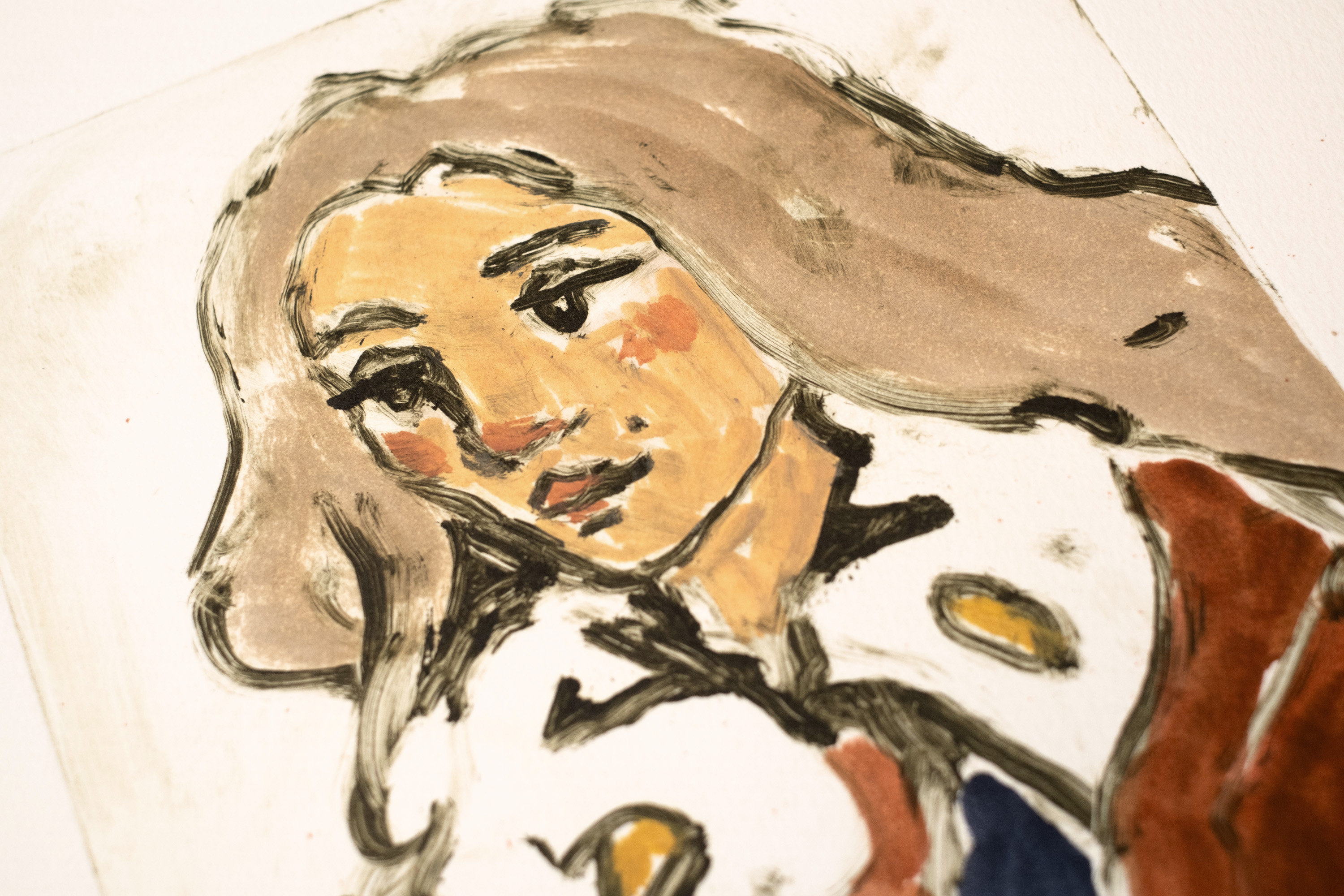 Detail of Liorah Tchiprout's In order to make time pass more quickly: the woman's face framed by long pale hair.