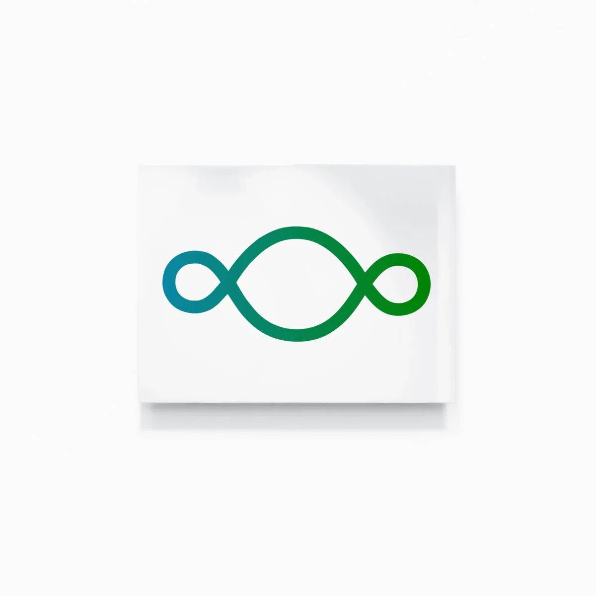 Michelangelo Pistoletto, Petrol Blue + Leaf Green = Sea Green: the Third Paradise symbol in a two-colour gradient on mirror-polished stainless steel