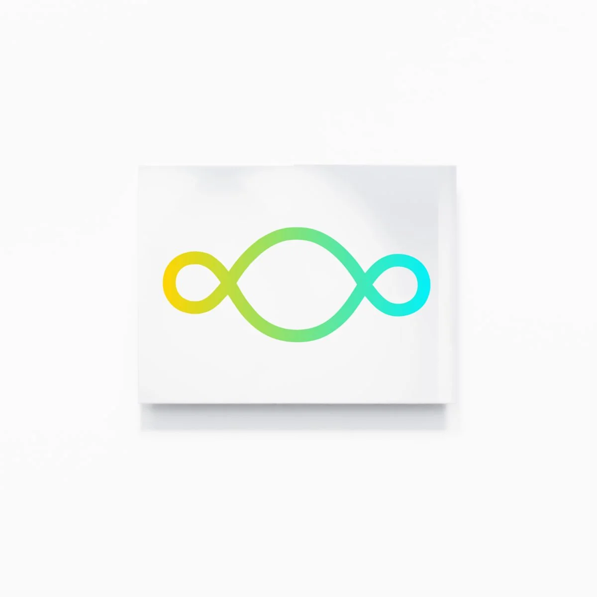 Michelangelo Pistoletto, Golden Yellow + Neon Cyan = Spring Green: the Third Paradise symbol in a two-colour gradient on mirror-polished stainless steel